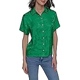 Karl Lagerfeld Womens Short Sleeve Whimsy Loose Fun Blouse