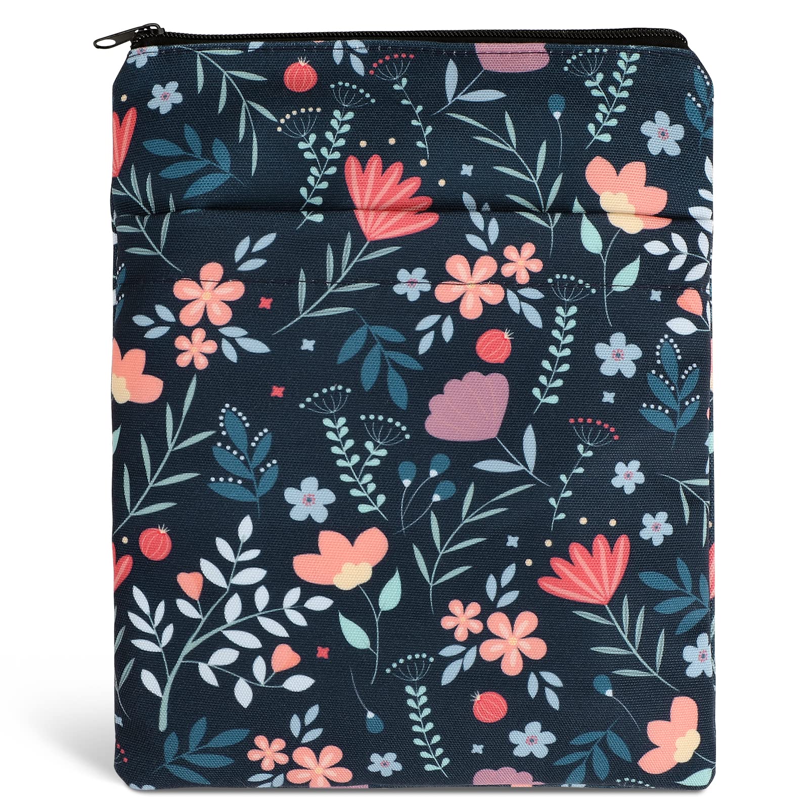 Photo 1 of Book Sleeve Book Covers Book Protector Floral Printed with Zipper Washable Fabric for Teen Adult Book Lover Teacher Student(Medium,11 X 8.7 Inch)