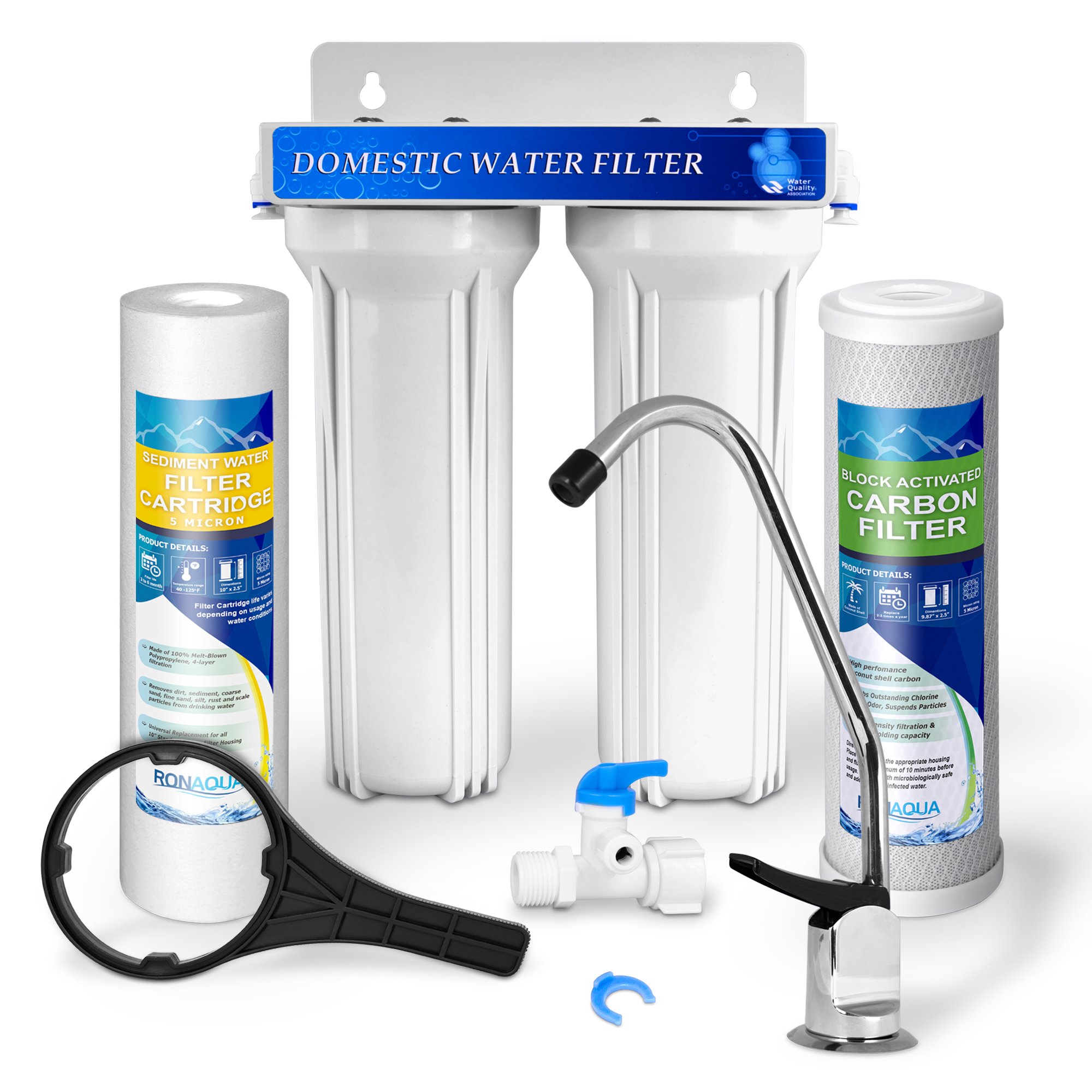 Photo 1 of Premium Under Sink Direct Connect Two Stage Water Filtration System with 100% Lead-Free Chrome Faucet -Removes Chlorine, Bad Tastes, Odors and 99.99% of Contaminants
