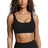 PAVOI ACTIVE Buttery Soft Sports Bra for Women | High Support Padded Workout Bra for A-C Cups | Low Scoop Neck, U Back, Yoga & Gym |FlexFlow| Black, Small