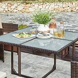 SONGMICS Garden Furniture Set 9 PE Rattan Outdoor Table Chairs Brown Beige view 6