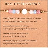 Mikovivi Pregnancy Crystal Bracelet, Natural Stone Pregnancy Healthy Bracelet Jewelry with Greeting Card Fertility Gifts for First Time Pregnant Women New Moms & Expecting Mothers