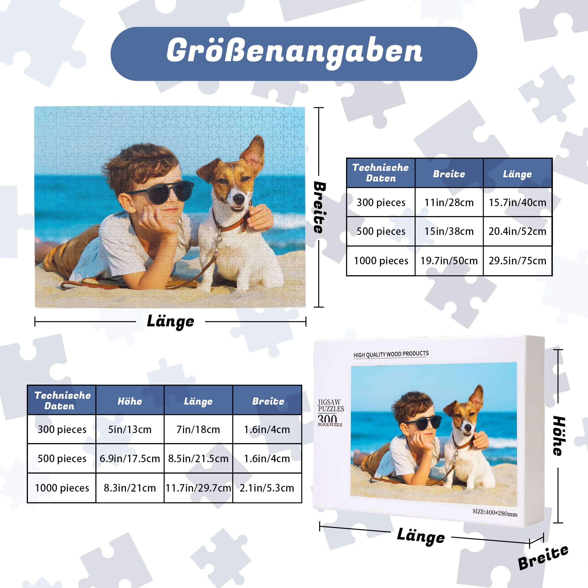 Puzzle Personalisiert Foto selbst gestalten, 300/500/1000 Teile Holzpuzzle mit eigenem Bild, personalisierte Valentinstag, Hochzeitstag Geschenke für Ihn und Sie 2