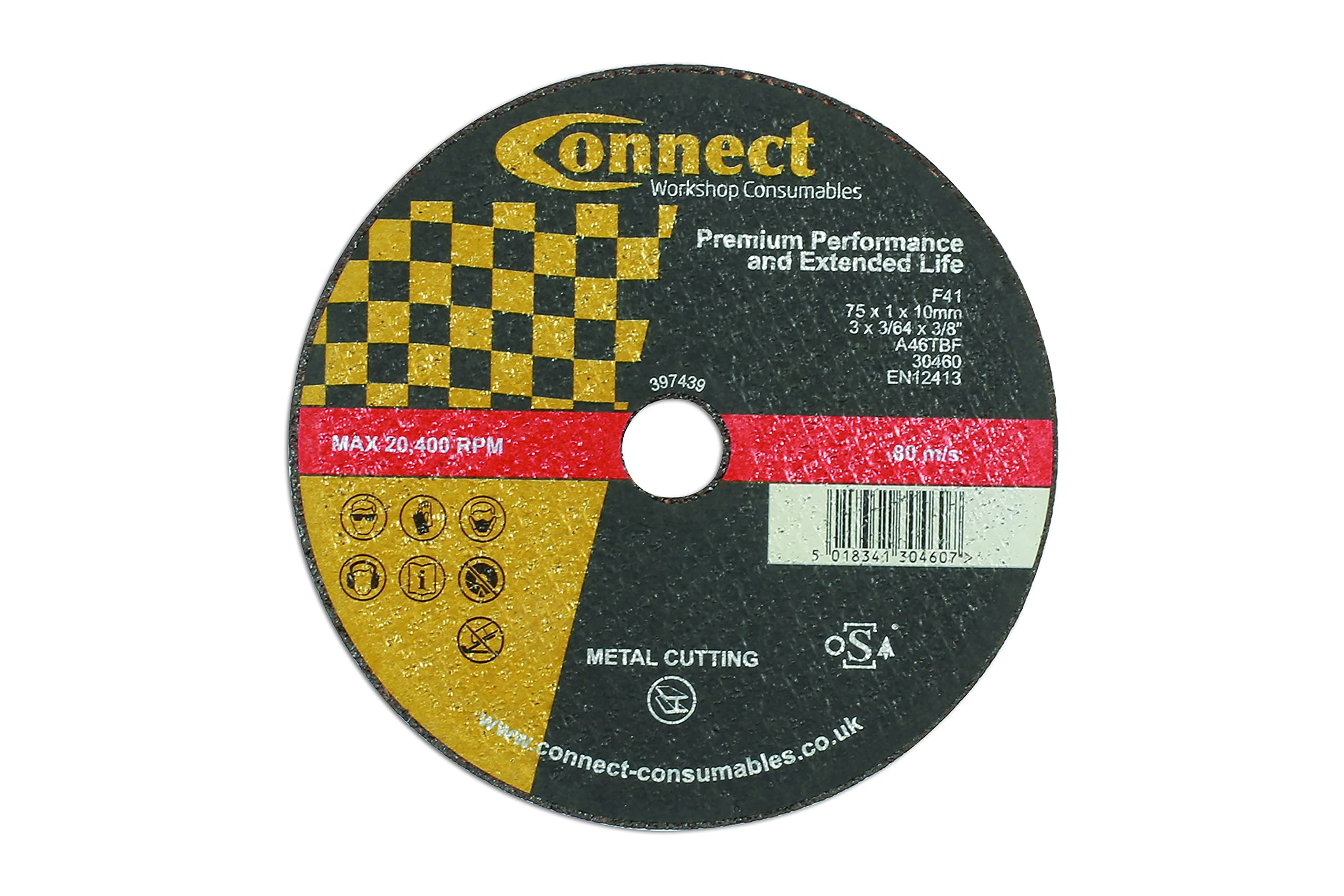 Connect 30460 Connect 75mm x 1mm Cut-off Discs 10pc