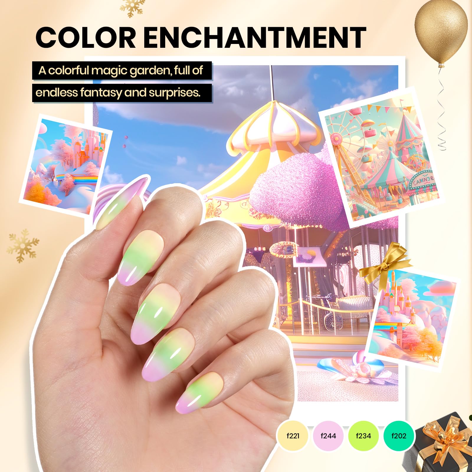 Beetles Gel Nail Polish Kit with U V Light - 80Pcs Color Enchantment 55 Colors Gel Polish Starter Kit with Base Top Coat DIY Nails Supply Stickers Manicure Tools Christmas Gift for Women Teens Girls