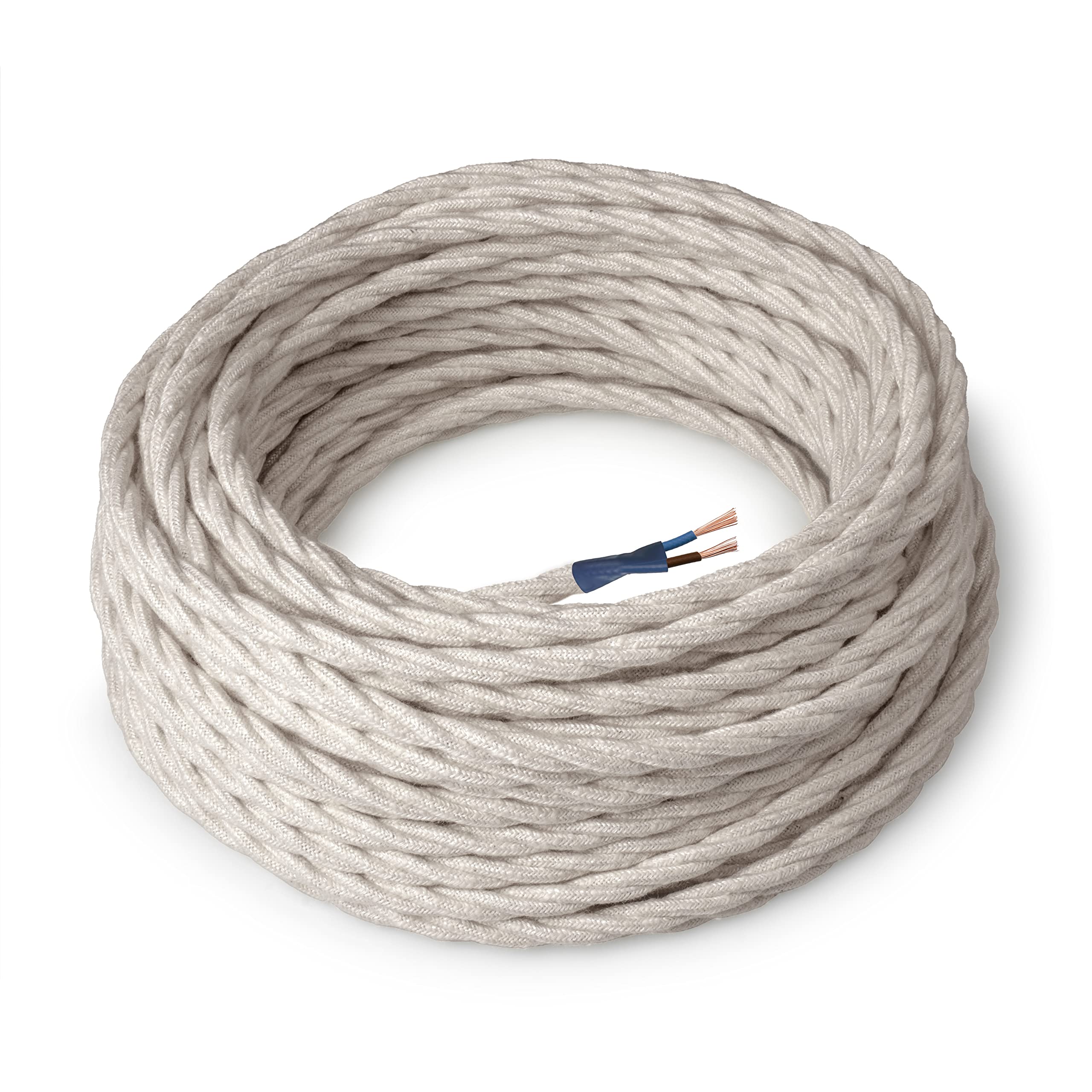 Amarcords - Textile Electrical Wire color LABRADOR braided flax 5 meters to 2 conductors 2x075 - Wire coated in colored vintage fabric for chandeliers and lamps applique lampshades.