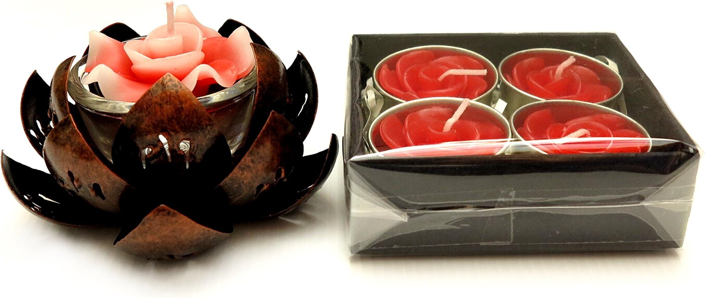 Jolly Elephant Lotus Flower Candle Holders Home Decorative, Meditation Altar Buddha Vintage Candle Holder (Red)