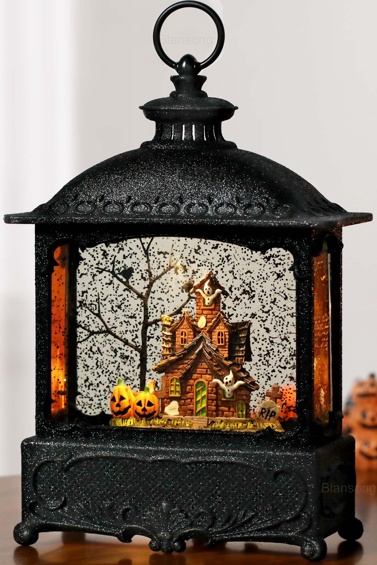 Photo 1 of *USED*
Blansong Halloween Snow Globe Lantern Ghost Snow Globe Halloween Decorations for Home Haunted House Pumpkin Ghost Tree Crow Rip Dancing Bats with Timer, USB and Battery Powered 12 inch