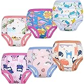 MooMoo Baby Potty Training Pants 6 Packs Absorbent Training Underwear for Boys and Girls Cotton Pee Pants 2T