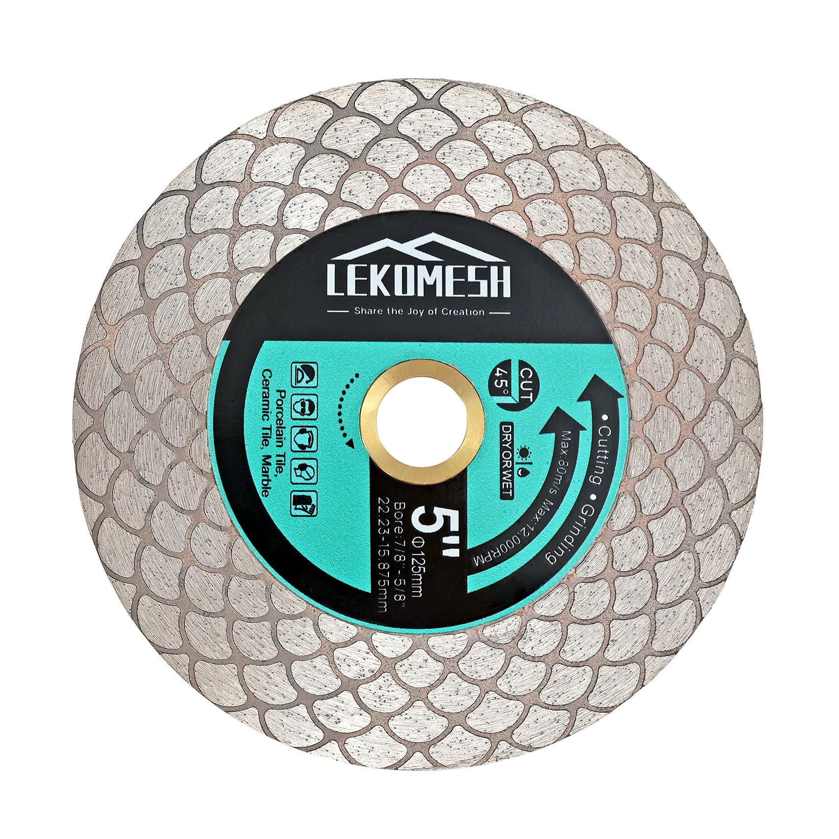 LEKOMESH Diamond Tile Cutting Discs 5"/125mm - Double-sided Diamond Discs for Cutting Grinding Porcelain Ceramic Tile Marble Granite Artificial Stone