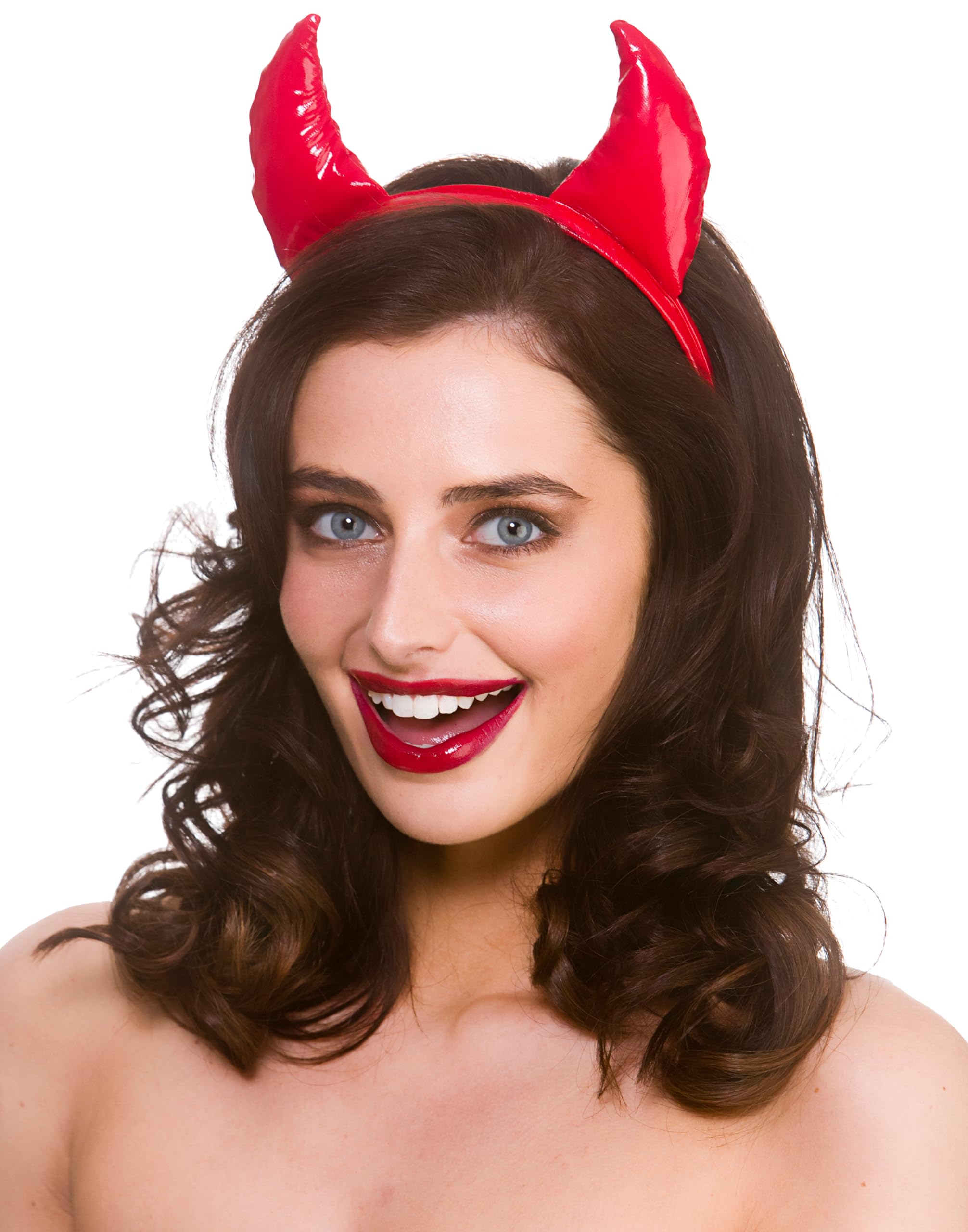 Wicked Costumes Adult Red PVC Devil Horns on Headband Halloween Fancy Dress Accessory (One Size)