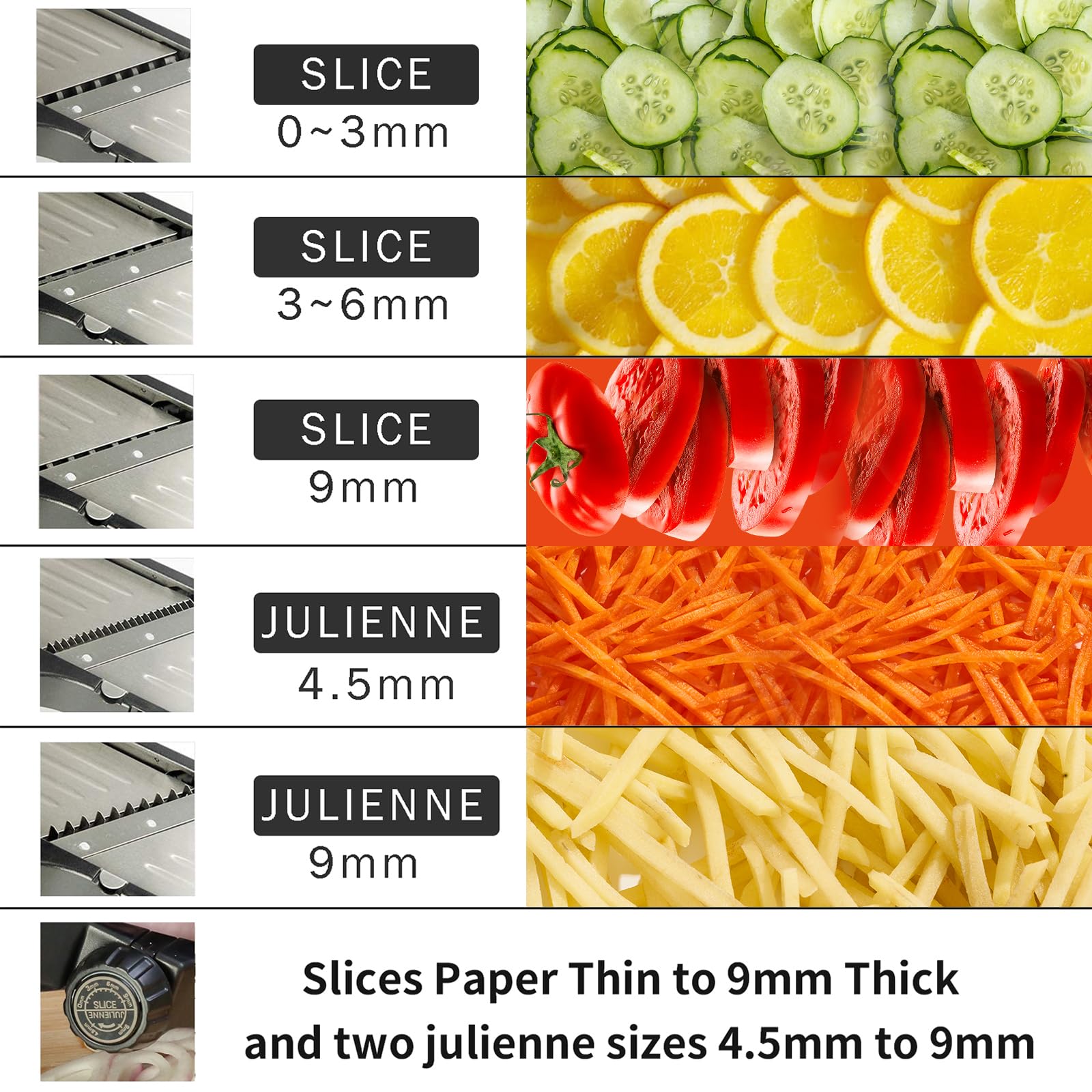 VEKAYA Mandoline Slicer for Kicthen,Adjustable Vegetable Slicer,Food Chopper,Potato Slicer,Mandolin,Tomato Slicer,Veggie Cutter,Stainless Steel Professional with Safety Gloves