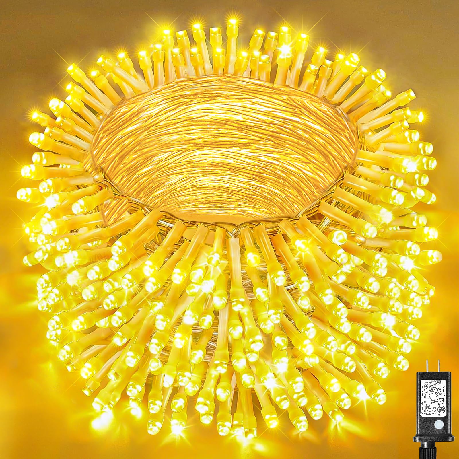 Photo 1 of 165FT 500 LED Christmas Lights Outdoor Indoor, Connectable Warm White Christmas Lights 8 Modes Clear Wire Waterproof Plug in Twinkle Fairy String Light for Classroom Wedding Tree Bedroom Decorations