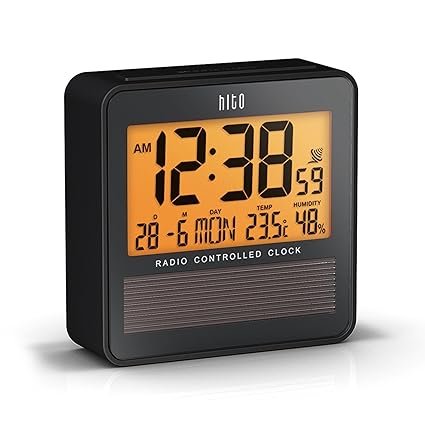 HITO ? Atomic Funk-Reisewecker, Datum, Temperatur und Luftfeuchtigkeit an, Woche, Alarmstatus, Hintergrundbeleuchtung, batter