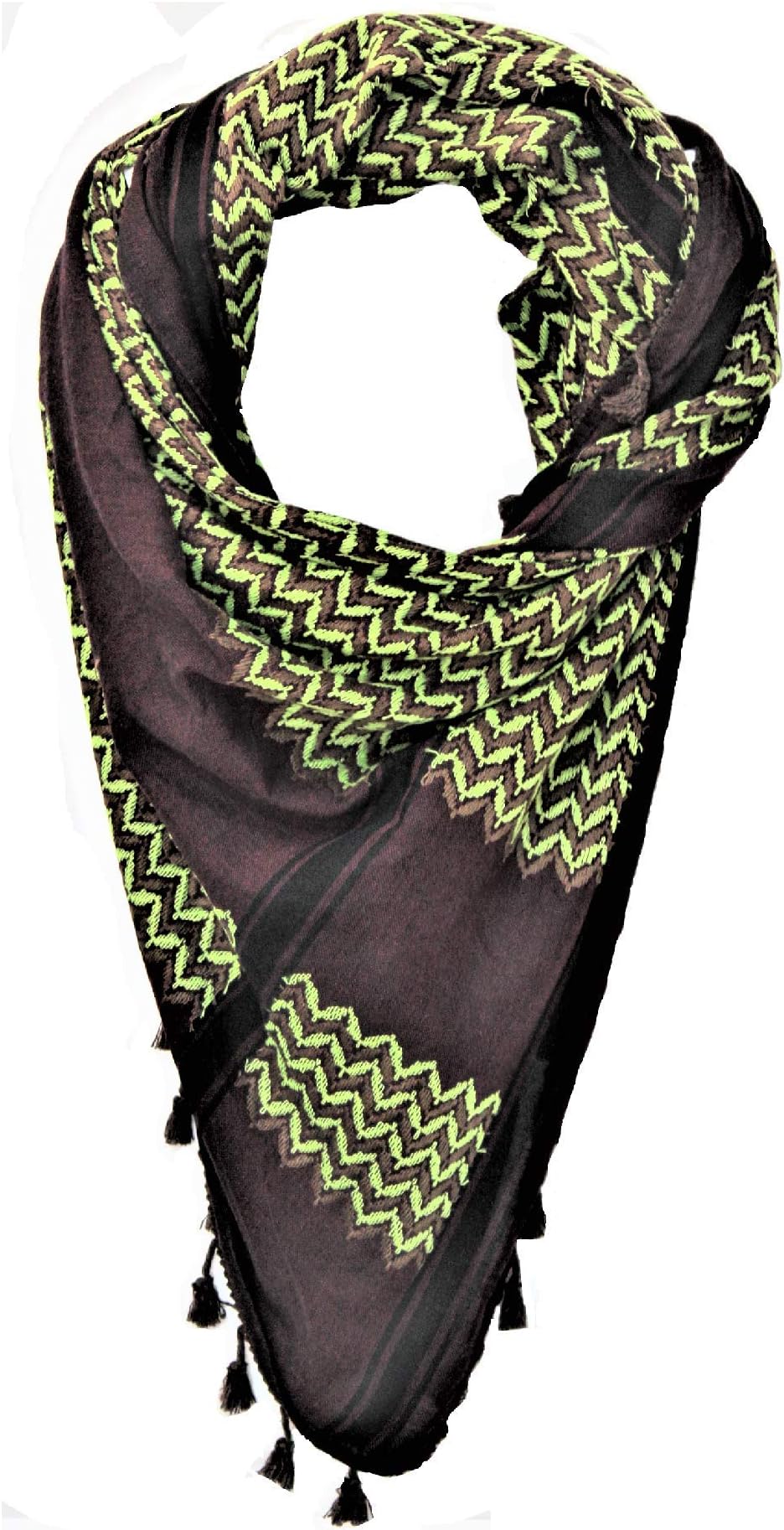 100% Cotton Fashion Dessert Arab Middle Eastern Keffiyeh Tactical Military Hatta Shemagh scarf (Green Brown)