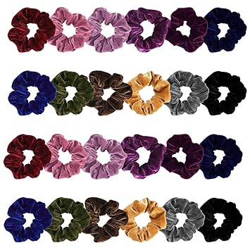 Amazon Com Madholly 24 Pieces Velvet Hair Ties Super Soft