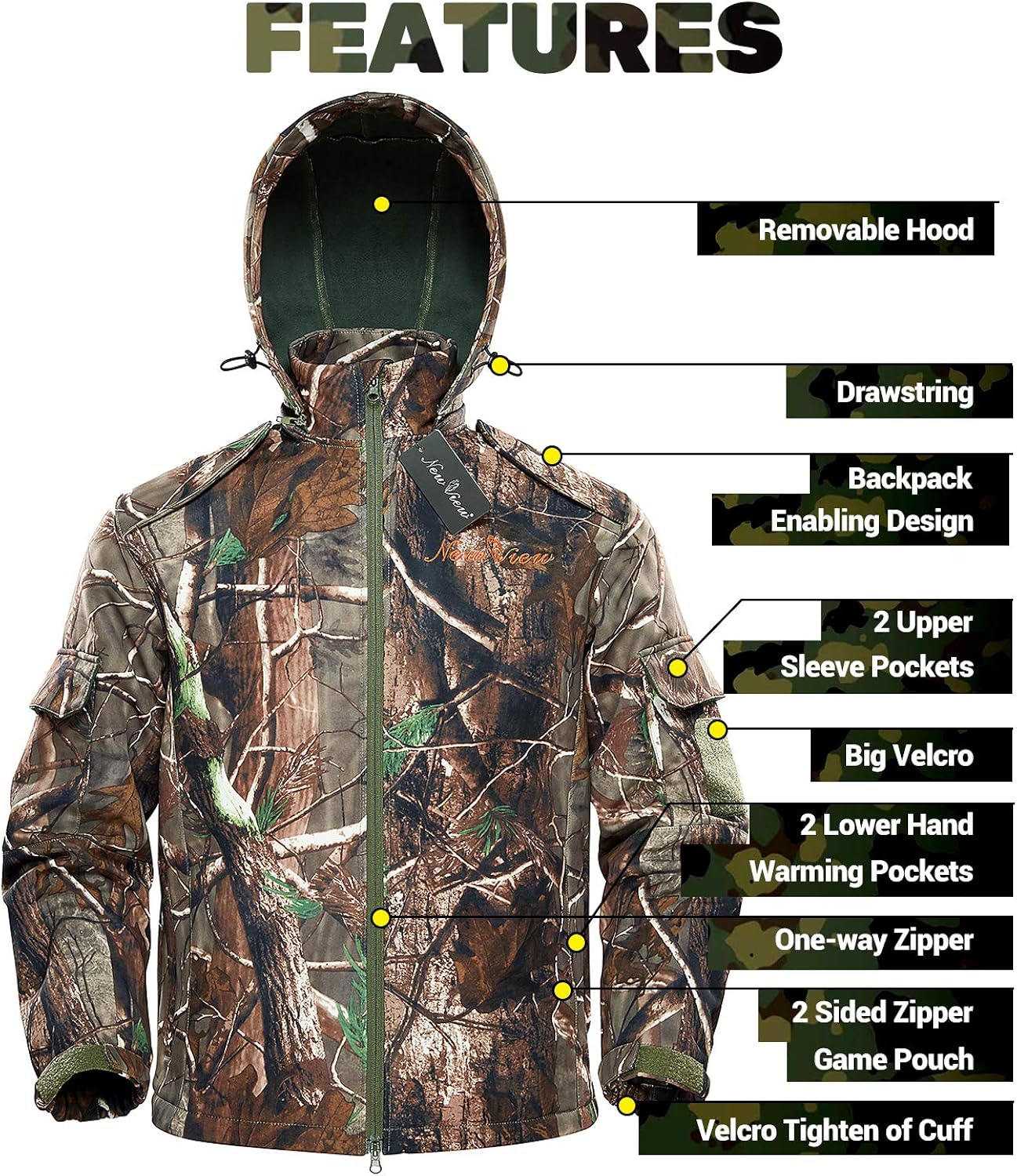 NEW VIEW Upgraded Hunting Clothes for Men,Silent Water Resistant Hunting Suits,Hunting Jacket and Pants: Clothing