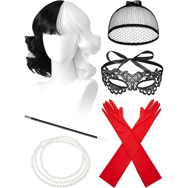 ?? 6PCS Halloween Bundle Cruella Cosplay Costume Party1920s Accessories Set ?? 6PCS Halloween Bundle Cruella Cosplay Costume  main image 4