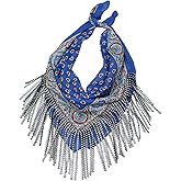 SLITHICE Cotton Bandana with Fringe – Romantic Floral Head Scarf for Valentine’s Day, Boho Fashion – Lightweight Unisex