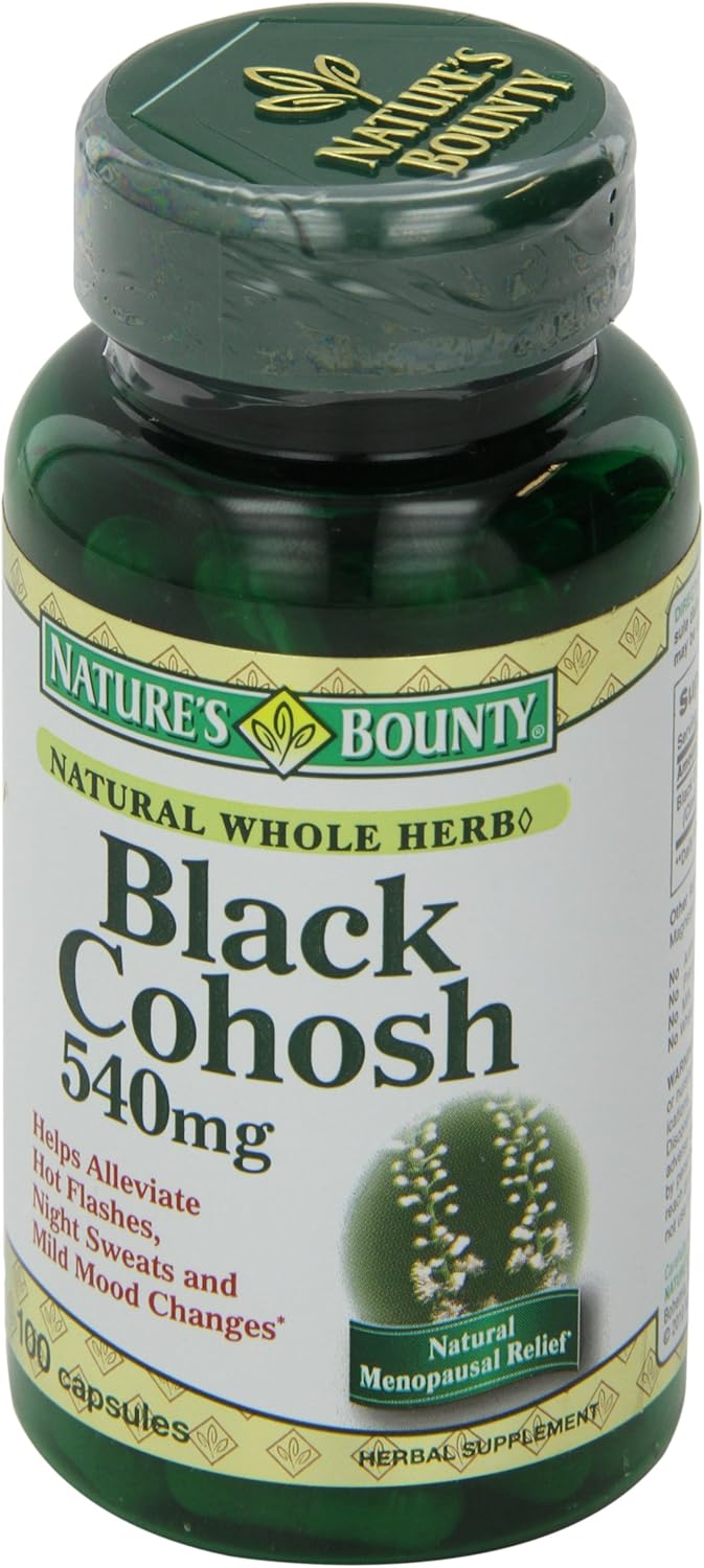 Nature's Bounty Black Cohosh Root Pills and Herbal Health Supplement, Natural Menopausal Support, 540 mg, 100 Capsules: Health & Personal Care