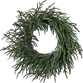 Artgar 24 Inch Christmas Pine Wreath Christmas Wreaths for Front Door, Real Touch Artificial Green Pine Wreath for Home Indoor Outdoor Wall Window Porch Farmhouse Winter Decor