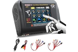 HTRC Lipo Battery Charger 1-6S Touch Screen Dual Discharger AC200W DC400W 12A High Precision Fast Balance Battery Charger for RC Li-ion Life NiCd NiMH LiHV PB Smart Battery