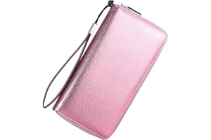 Lavemi Women's RFID Blocking 100% Leather Large Capacity Zip Around Wallet Phone Holder Clutch Travel Purse Wristlet