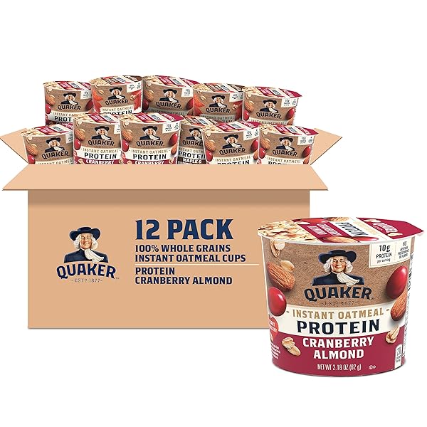 QUAKER PROTEIN INSTANT OATMEAL EXPRESS CUPS, CRANBERRY ALMOND,...