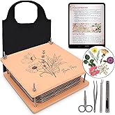 Wooden Flower Press - Durable Bolt Lock Design Complete Pressing Kit w/White Absorbent Sheets, Ebook Guide & More - 10 Layers for Drying & Preserving Flowers - Ideal Craft Gift for Nature Lovers