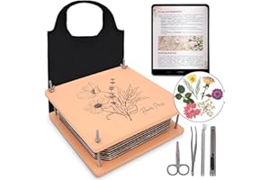 CARNATION CANVAS Wooden Flower Press - Durable Bolt Lock Design Complete Pressing Kit w/White Absorbent Sheets, Ebook Guide & More - 10 Layers for Drying & Preserving Flowers - Ideal Craft Gift for Nature Lovers