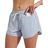 Pioneer Camp Womens Athletic Shorts with Liner 4" Quick Dry Running Gym Shorts Workout Stretchy Active Shorts with Zip Pocket