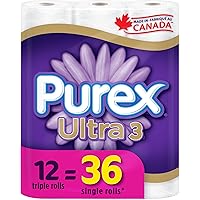 Purex Ultra 3-Ply Soft & Strong Toilet Paper, 12 Triple Rolls = 36 Single Rolls