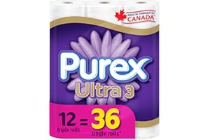Purex Ultra 3-Ply Soft & Strong Toilet Paper, 12 Triple Rolls = 36 Single Rolls