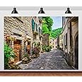 CORFOTO Fabric 7x5ft European Building Italian Street Backdrop Tuscany Italy Stone Path Photography Background Alley Scenery Photoshoot Studio Props Italian Theme Party Supplies Wedding Decorations