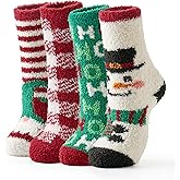 Snuggle Sac Warm Fuzzy Socks Christmas Socks for Women Super Soft Cozy Winter Slipper Socks Set Birthday Gifts For Her 4Pairs