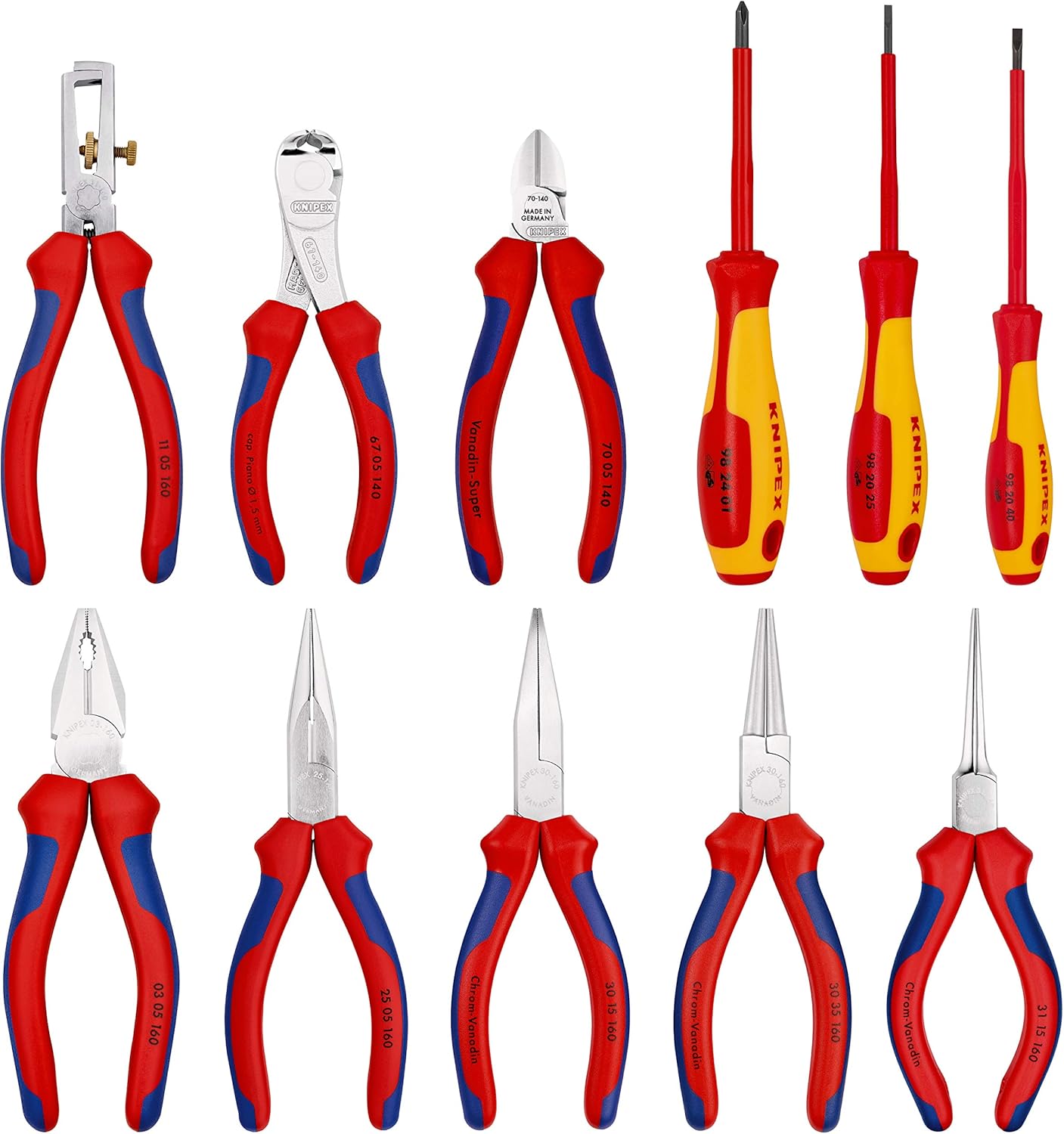 KNIPEX 00 19 41 Tool Roll 11 Parts, Red and Blue - Image 3