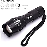 LED Tactical Flashlight, Juslink 900 Lumens CREE XML T6 Tactical Flashlight, Outdoor Handheld Zoomable Flashlight with 5 Light Modes , Ultra Bright, Adjustable Focus, Water Resistant, LED Flashlight