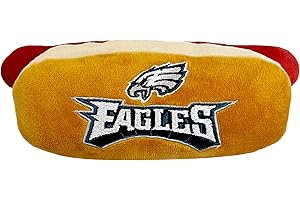Pets First NFL Philadelphia Eagles HOT Dog Plush Dog & CAT Squeak Toy - Cutest HOT-Dog Snack Plush Toy for Dogs & Cats with Inner Squeaker & Beautiful Football Team Name/Logo 8 x 5 x 3 Inches
