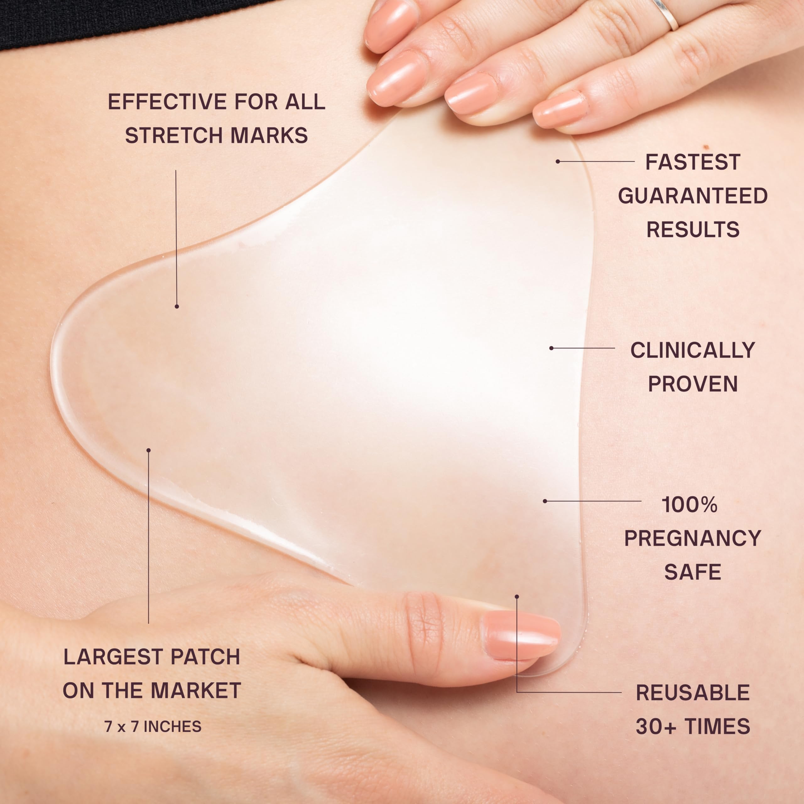 Dermaclara Large Body Patch - Pregnancy Stretch Mark Prevention & Removal, C Section Cover Up Belly Scar Sheet, Maternity Skincare, Mom to Be Silicone Gel Sheet, Reusable up to 30 Times - 1 Patch