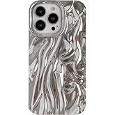 Caseative for iPhone 13 Pro Case, Silver | Pleated Water Ripple Chrome Wave Pattern Soft