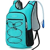 BOVIP Lightweight Hydration Back,15L Multipurpose Hiking Backpack with 1.5L Water Bladder ,Hydro Water Daypack for Cycling Hiking Rave for Men Women