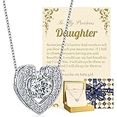 Beam & Bask Love Heart Pendant Necklace for Adult Daughter, 1 Carat Moissanite Fashion Jewelry for Her from Mom Dad on Birthday or Wedding