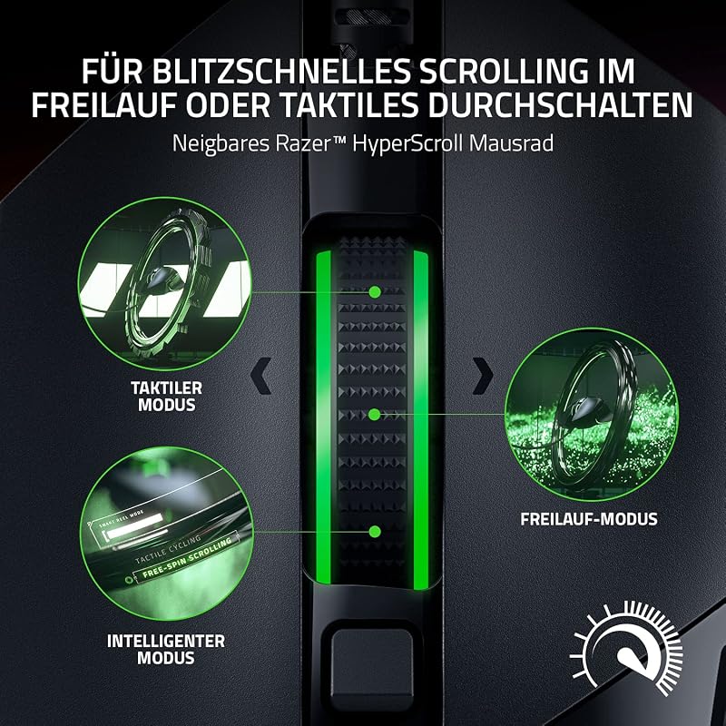 Basilisk V3 - Kabelgebundene, anpassbare Gaming Maus mit Chroma RGB für PC / Mac (10+1 programmierbare Tasten, neigbares HyperScroll Mausrad, ergonomisches Design) Schwarz
