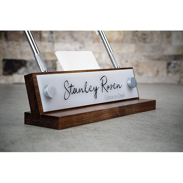 Custom Wooden Desk Name Plate, Card Holder, New Job Gift, Office Desk