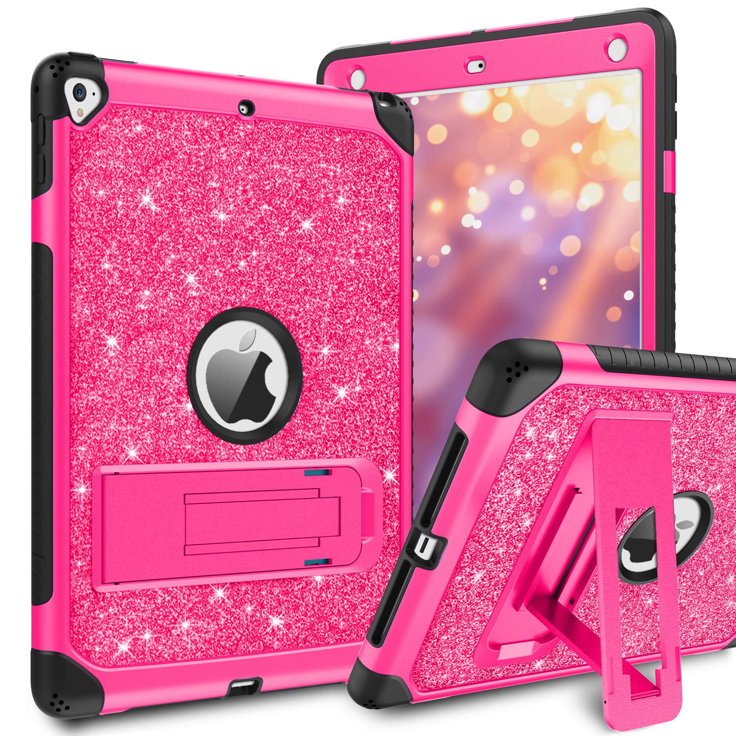 Photo 1 of ****ROSE GOLD**** BENTOBEN for Case for iPad Air 2/iPad 9.7 2017/2018/Pro 9.7, iPad 5th/6th Generation Case, Glitter 3Layer Full Body Protective Kickstand Durable Girls Women Kids Tablet Cover, Hot Pink