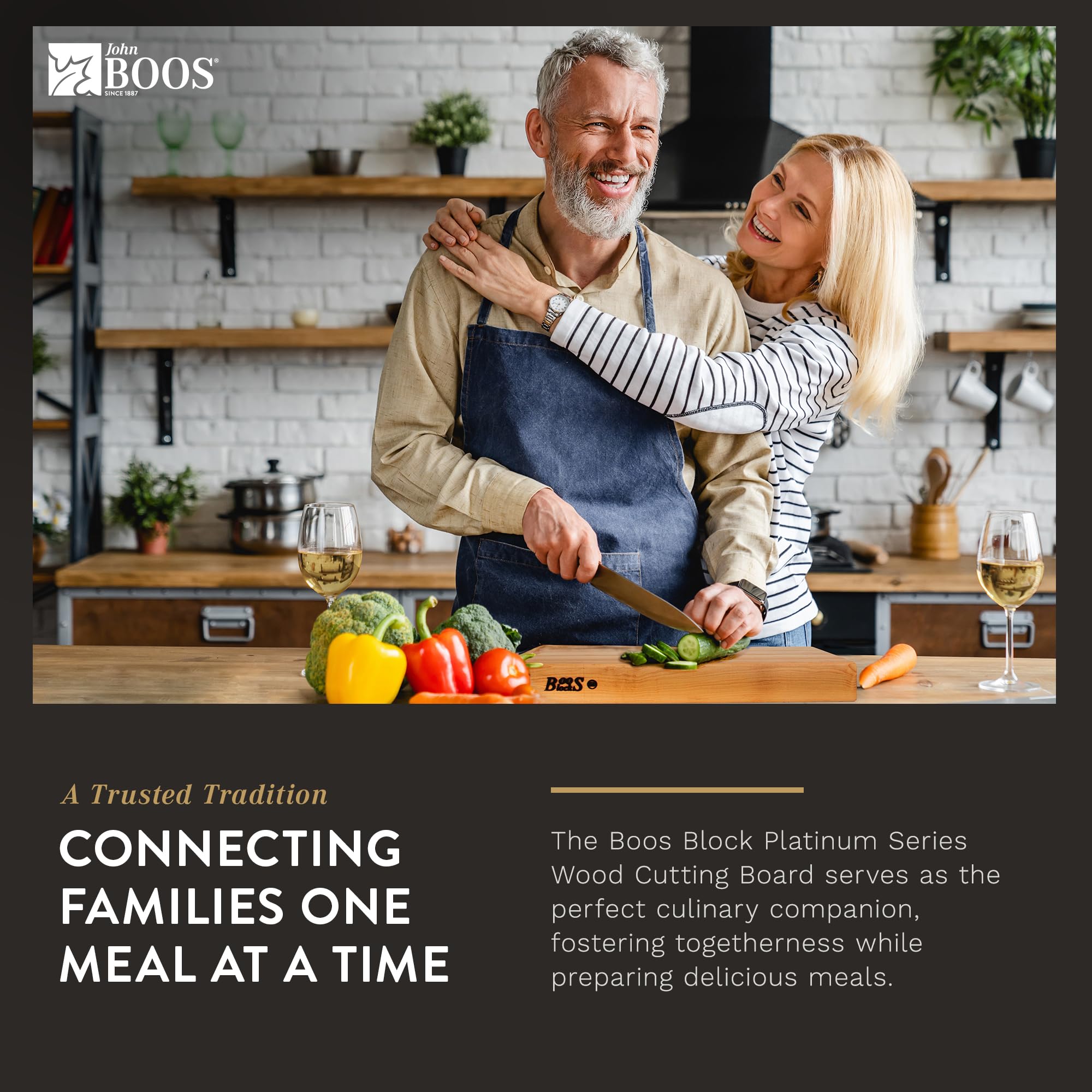 John Boos Platinum Commercial Series Rectangular Wooden Maple Cutting Board 24”x18” – 1.75” Thick, 21-lb Reversible Butcher Block with 1/4” Radius Edges, Edge-Grain & Finger Grips – Made in the USA