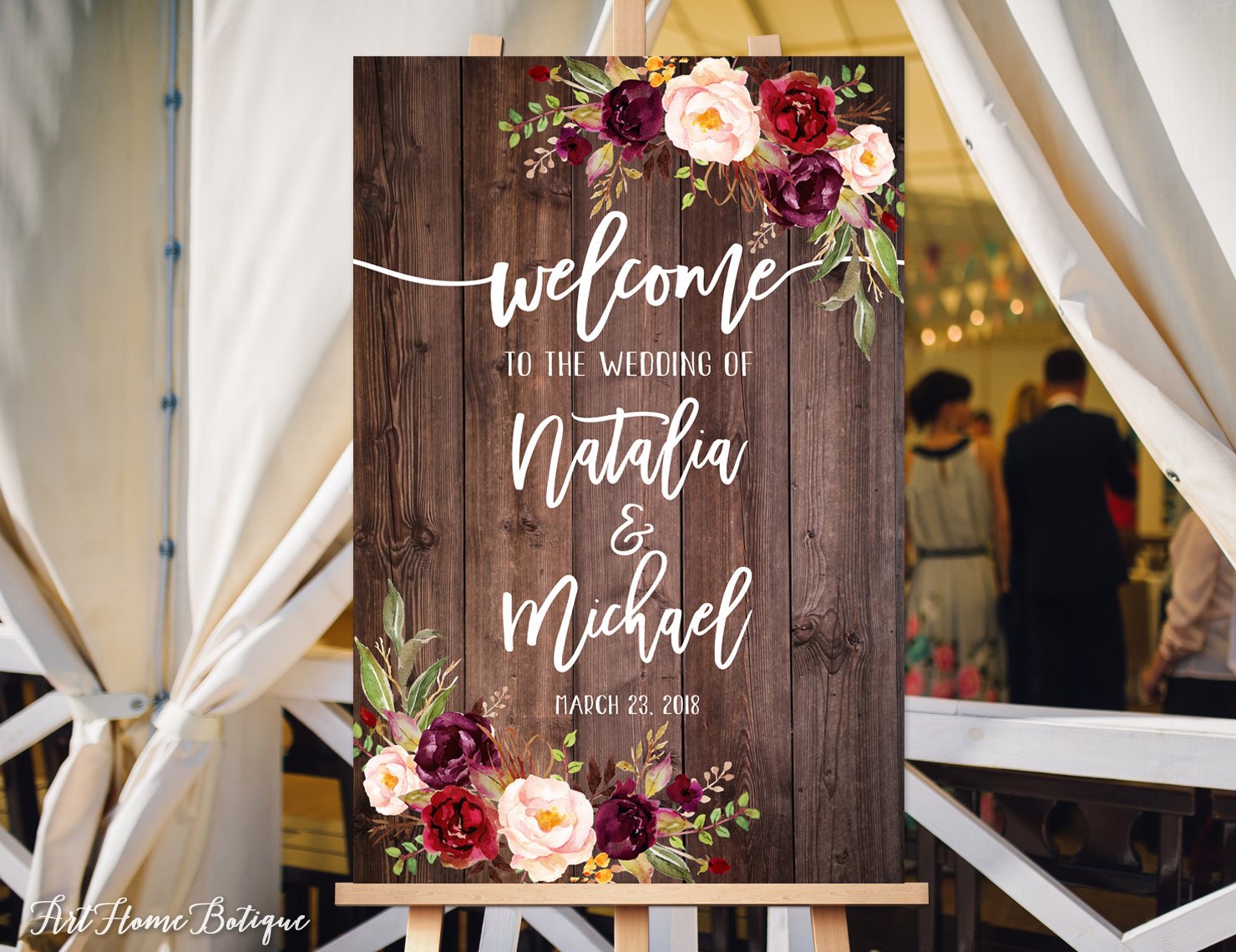 Amazoncom Wood Plaque Welcome Wedding Sign Rustic Welcome Wedding