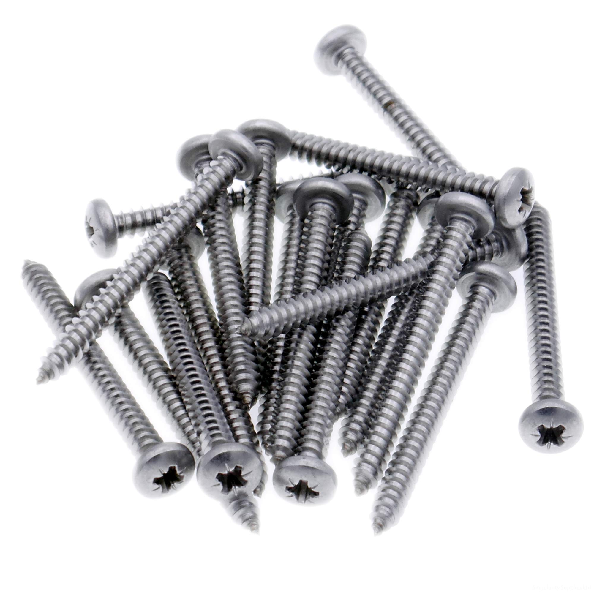 No.2 x 0.3125 (2.2mm x 8mm) Pozi Pan Self-Tapping Screw - Stainless Steel (A2) (Pack of 20)