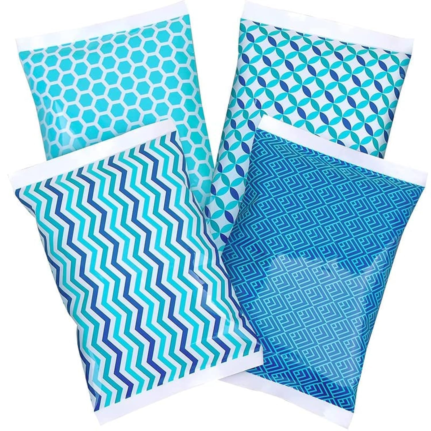 Photo 1 of Thrive Ice Packs for Lunch Boxes - 4 Count, Blue Geometric Print - Flexible Gel Ice Packs for Coolers & Flat Lunch Box Freezer Insert