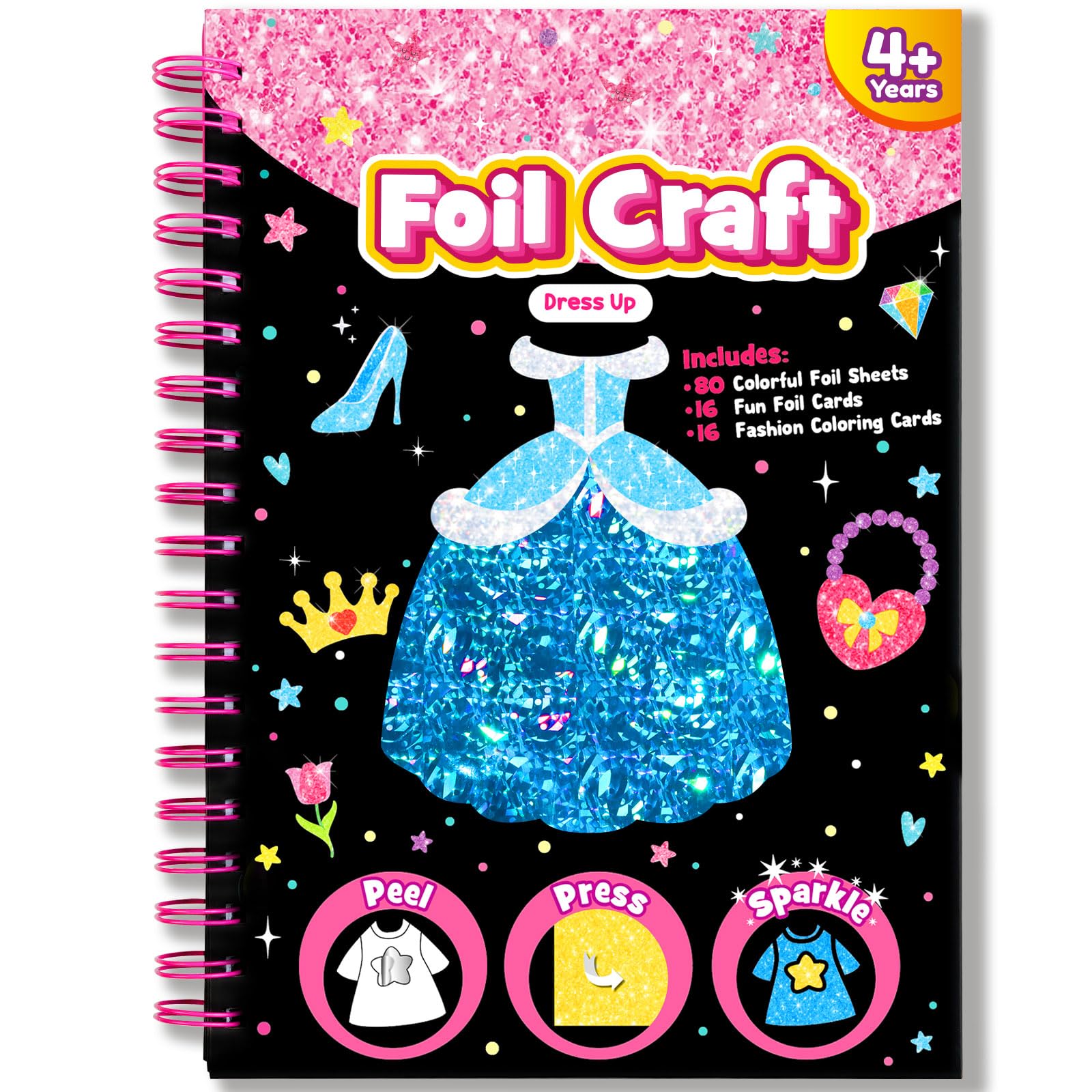 LIKYMO Foil Art for Kids - Foil Craft Book Art and Craft for Kids, DIY Creative Activity Gifts for 4 5 6 7 8 9 Year Old Girls Boys (Costumes)